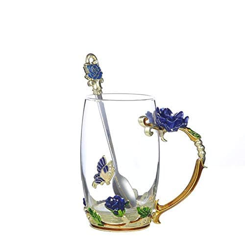 Guon-Wuvl Gifts for Mom Women Mothers Day Flower Cups Tea Mug With Tea Spoon Valentines Day Christmas Gift Use Gift Package