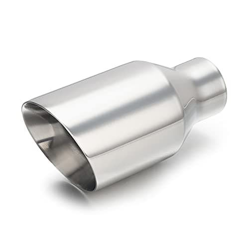 LCGP 2.25" inlet Universal Diesel Exhaust Tip 4" Outlet 8" Long Tail Tip, Polished & Double Wall Angle Cut, Stainless Steel