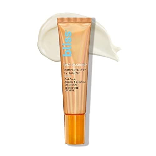Bliss Rest Assured Eye Cream with Vitamin C Caffeine 05 Fl Oz Dark Circle Reducing Depuffing Eye Cream Clean Vegan CrueltyFree