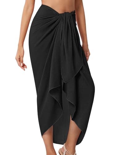 QIANXIZHAN Women's Swimsuit Cover Up,Beach Sarong Wrap Bottom Coverup for Women Short Skirt Black