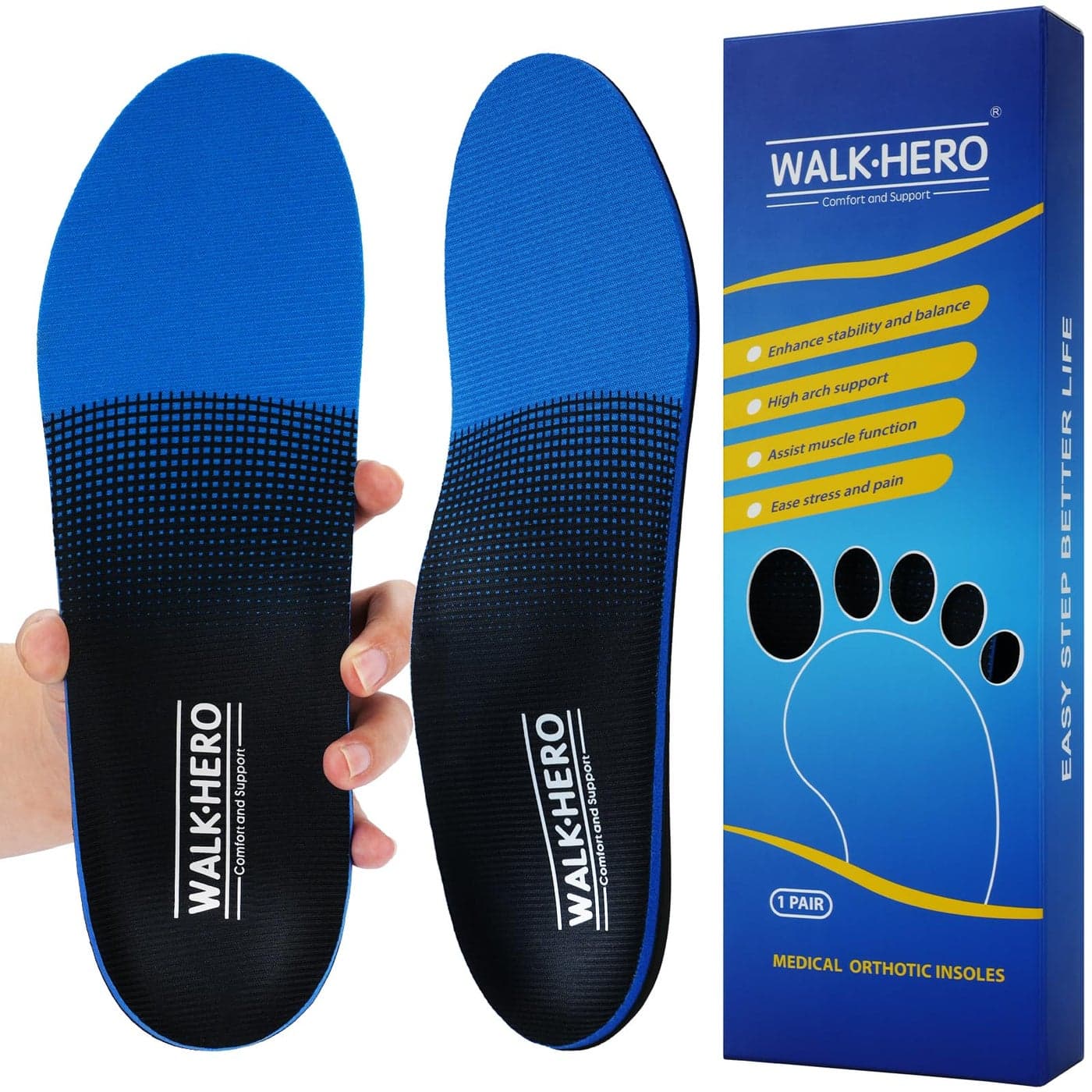 Inserts Relieve Plantar Fasciitis Flat Feet Insoles Arch Supports Orthotic Insoles for Foot Pain Arch Pain Reduce Muscle Fatigue Absorb Shock Mens 44 12 Womens 66 12