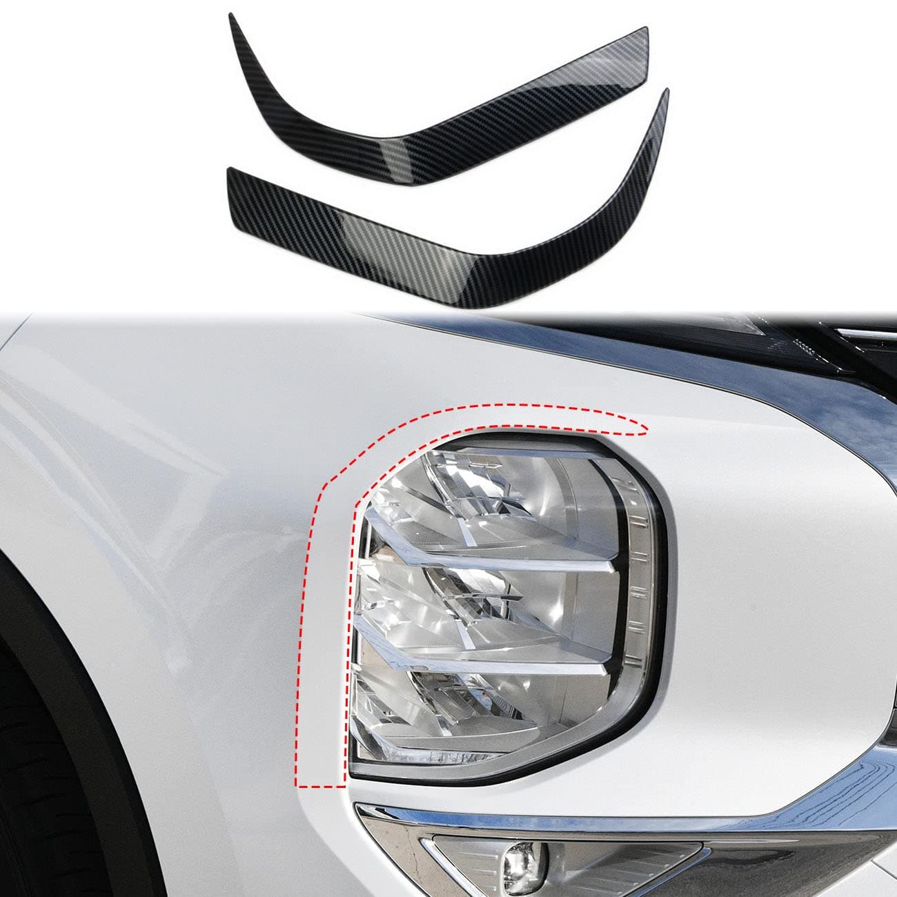 Fewshaw Carbon Fiber Exterior Body Trim Cover Accessories for Mitsubishi Outlander 20222025 Headlight Trim