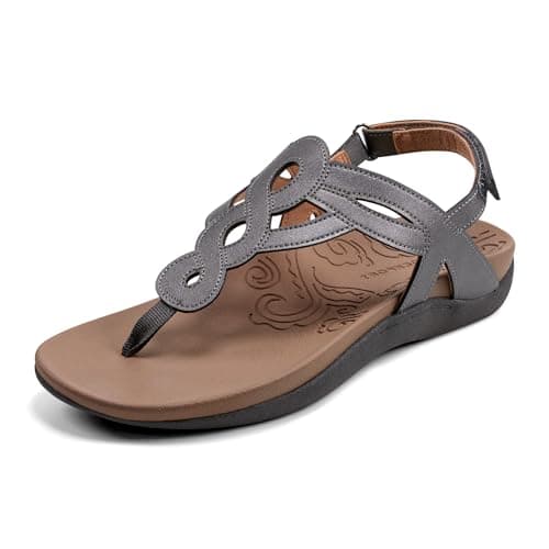 Rockport Women's Ramona-CH Flat Sandal, Pewter, 9 W US