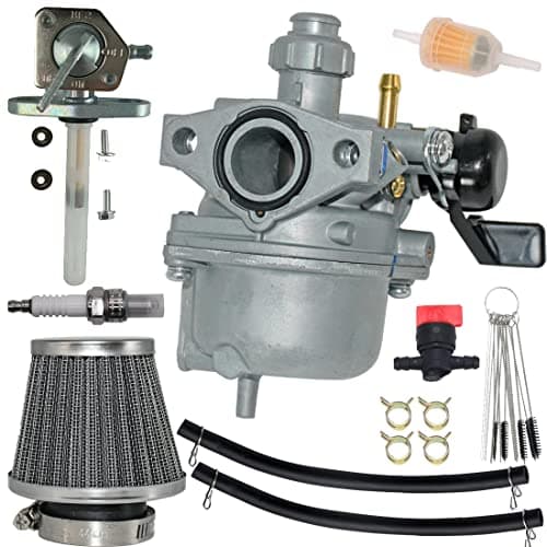 JDLLONG XR70 CRF70 Carburetor for Honda XR70R 1997-2003 for CRF70 XR70 1997-2005 for CRF70F 2004-2012 16100-GCF-672 With Air Filter & Fuel Valve Petcock & Spark Plug