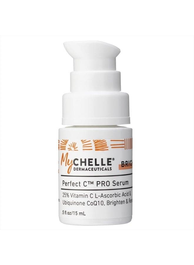 Mychelle Dermaceuticals Perfect C Pro Serum, Professional-Level 25% (0.5 Fl Oz) L-Ascorbic Acid Vitamin C Serum – Face Brightening Skin Care for All Skin Types