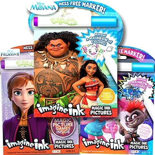 Imagine Ink Magic Pictures Coloring Activity Books Set Moana Trolls World Tour Frozen II