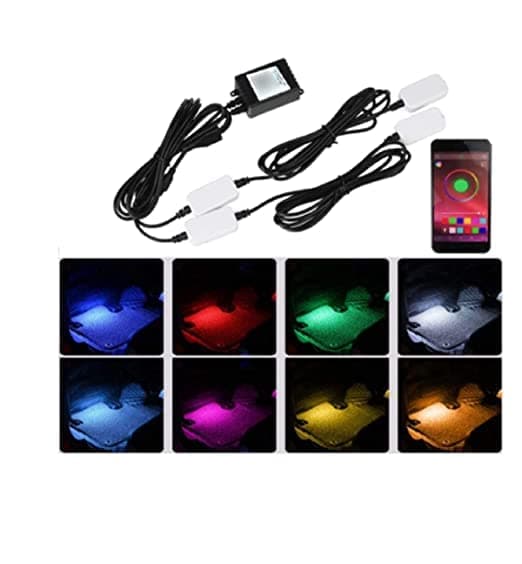 UBH Profession of Quality Ambient Light USB RGB Colorful Rhythm Foot Light with APP Voice Control for car
