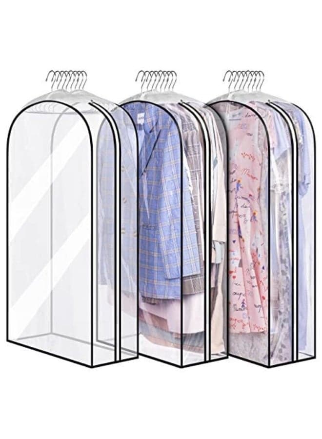 3PCS Clothes Dust Covers, Transparent Garment Bags for Hanging Clothes with Full Zipper, Suit Bags, Storage Bags For Shirts, Coats, Dresses, Hanging Home Coat Storage Bags, Large Capacity 3D Garment Dust Bags, For Closet Storage Of Hanging Clothes, 10x40inch