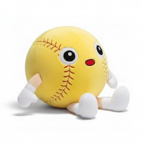 Soulchen Funny Softball Stuffed Toy with Legs 11 Inch Soft Stuffed Animal for Boys and Girls Sports Softball Pillow for Room Decor Sports Fans Favor Christmas Birthday Gifts