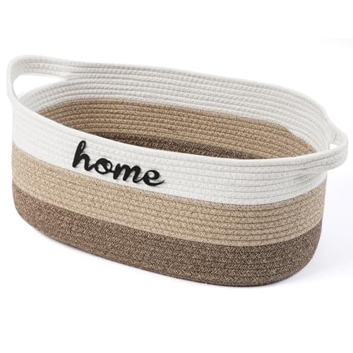 Dog Toy Basket Woven Baskets for Organizing Rope 22"X11"X7.9" Large Storage Basket with Handle Cute Cotton Nursery Gift Dog Toy Bins Organizer-Light Brown