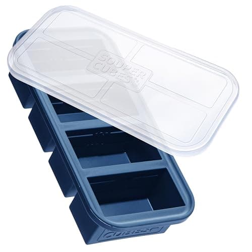 Souper Cubes 1 Cup Silicone Freezer Molds - Soup Cubes Perfect for Storing Broth, Rice, Leftovers and More - Silicone Freezer Trays with Lids for Meal Prep - Blueberry - 1-Pack