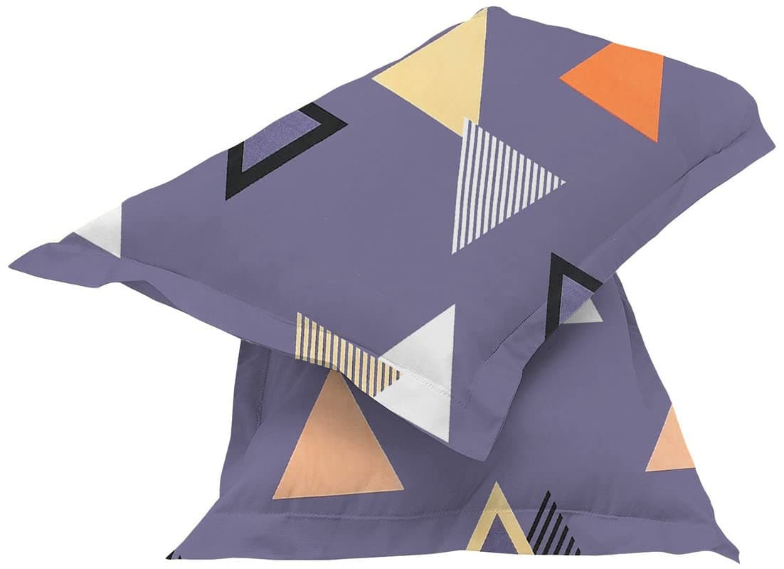 VAS Collections Cotton Pillow Cover/Case Set (2 Pcs) - 18" x 28 inches, Grey&Orange