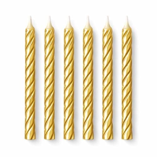 Wanna Party Pack of 12 Swirl Candle, Gold | Twisty Birthday Candle for Cake | Long Golden Candles for Decoration for Birthday | Baby Shower, Wedding Party and Cake Decoration
