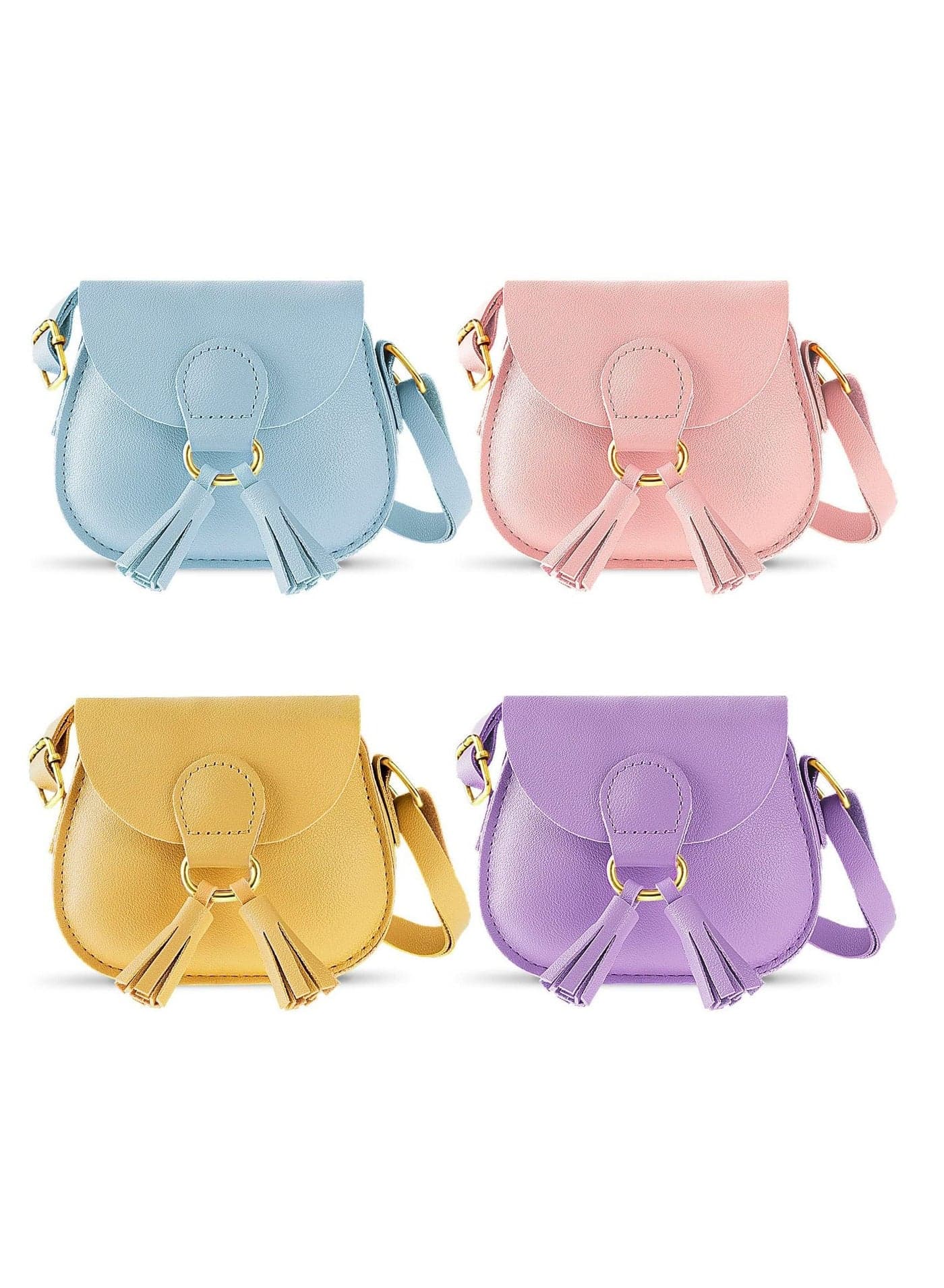 Crossbody Purse for Girl, 4pcs Toddler Mini Diverse Colors Pu Leather Shoulder Bag Cute with Tassel Novelty Wallets Little Girls