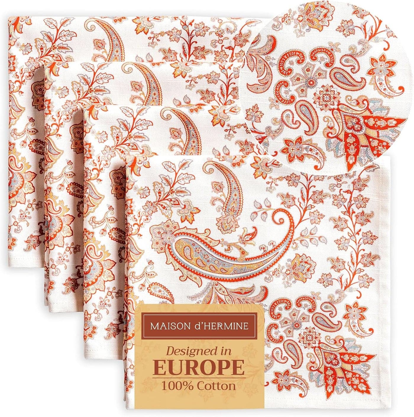 Maison d Hermine Cloth Napkins Set of 4 100 Cotton Everyday Reusable Square Napkins Cloth Washable Dinner Party Wedding Restaurant Cachemire 20 x 20