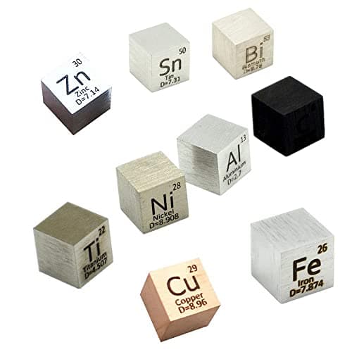 039 Element Cube Set 10mm Density Cubes Copper Iron Bismuth Titanium for Periodic Table Collection Up to 9999 Purity 039 901