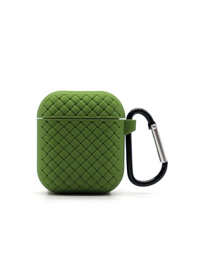 Case Cover For AirPods 2 / 1 Weave Texture TPU Protective Case Army Green