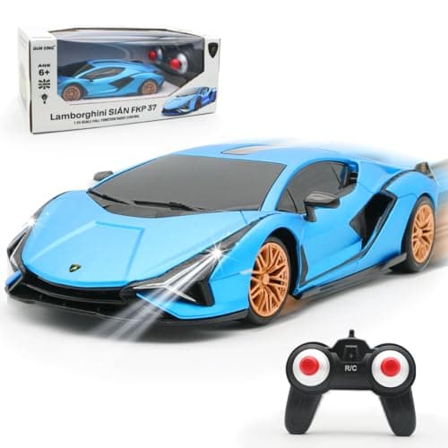 QUN XING Remote Control Car 124 Officially Licensed 24GHZ Rc Cars Lambo Sport Racing Toy Car for Kids Boys 47 Years Birthday Gift Blue
