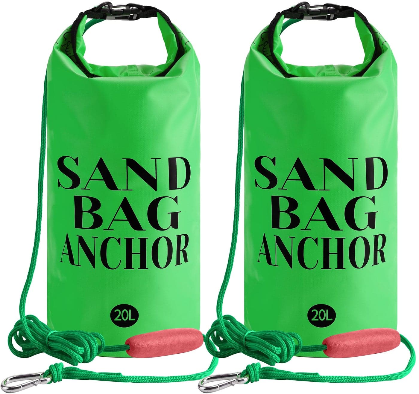 RunNico 2PCS 20L Sand Anchor for Small Boats,2 in 1 PWC Jet Ski Anchor Kit with Adjustable Buoy,500D Waterproof Dry Bag for Jet Ski, Kayak, Boat, Watercraft and Canoe