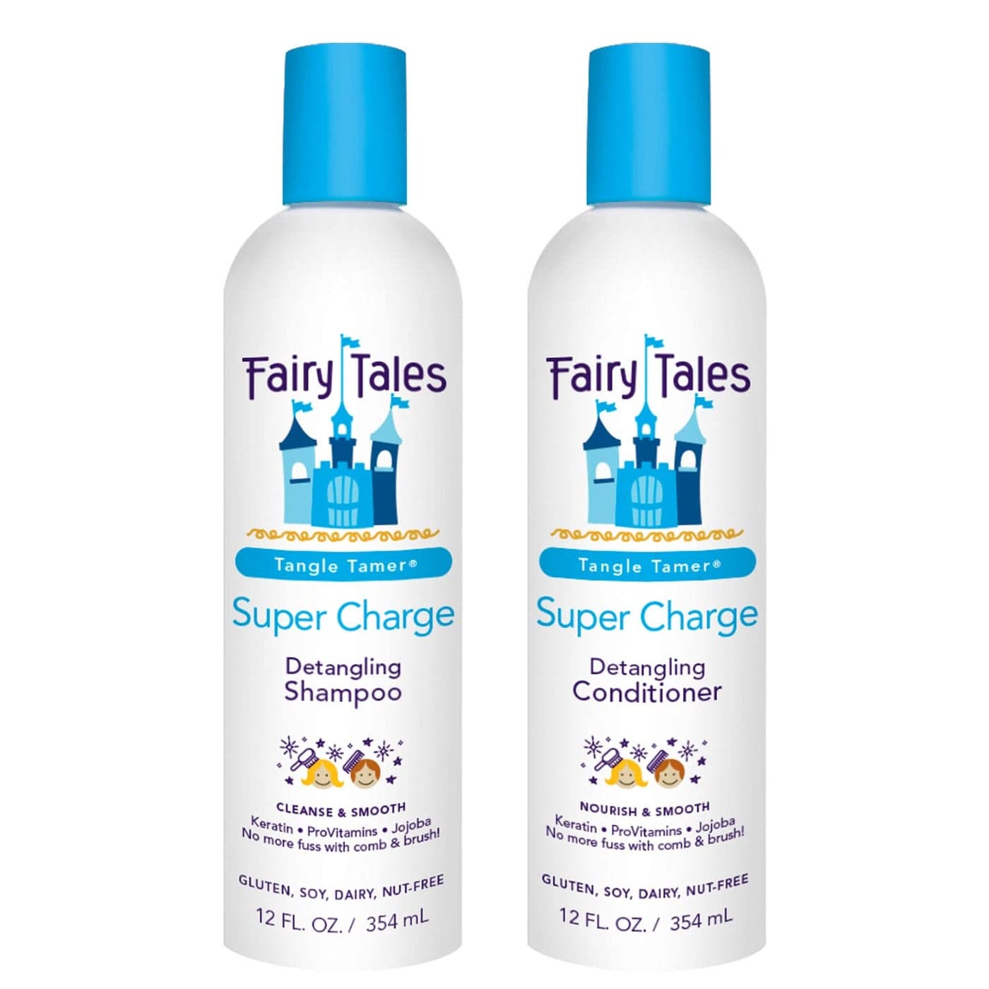 Fairy Tales Tangle Tamer Detangling Shampoo and Conditioner for Kids Ultra Moisturizing and Anti Frizz Protection Paraben Free Sulfate Free 12 Oz each Bottle 2 pack