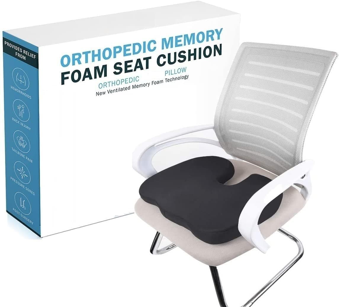 zaxty Coccyx Pillow - Tailbone Pain Relief, Sciatica, and Lower Back Support. Perfect for Office and Home Chairs, This Ventilated Cushion Offers a Removable Cover for Easy Cleaning and Superior