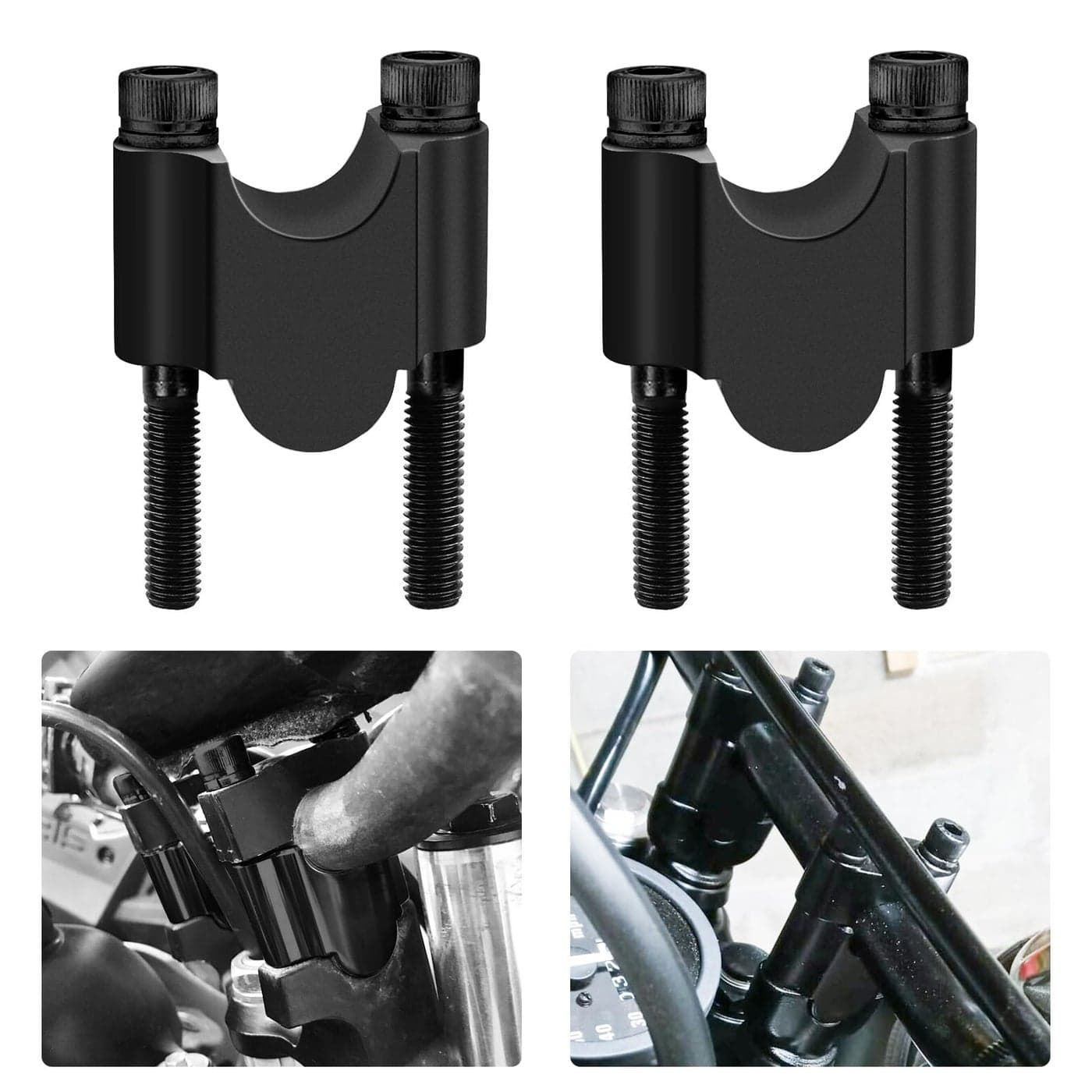 Matt Black 78 Handlebar Risers 30mm Height Mount Clamp Kit Compatible with Motorcycle ATV Kawasaki Honda Suzuki Yamaha Dirt Bike