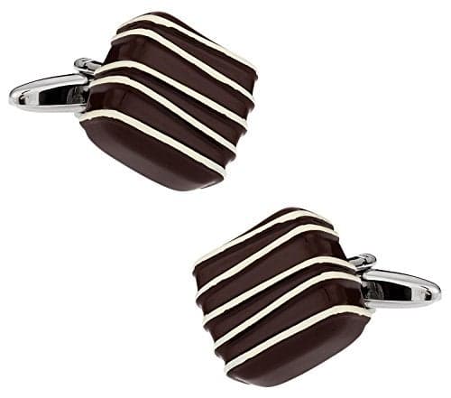 Mens Valentines Day Cuff Links Piece of Chocolate Cufflinks Say I Love You Husband Boyfriend with Travel Presentation Gift Box
