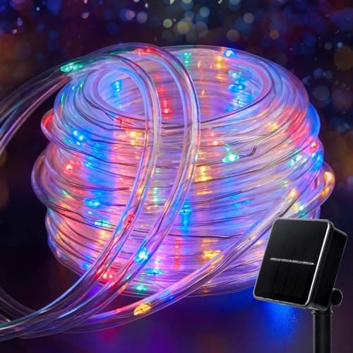 Brightown Solar Rope Lights, 39FT 100LED IP65 Waterproof Outdoor Solar String Lights with 8 Lighting Modes for Party, Garden, Yard, Home, Holiday, Tree Decoration, Multicolor