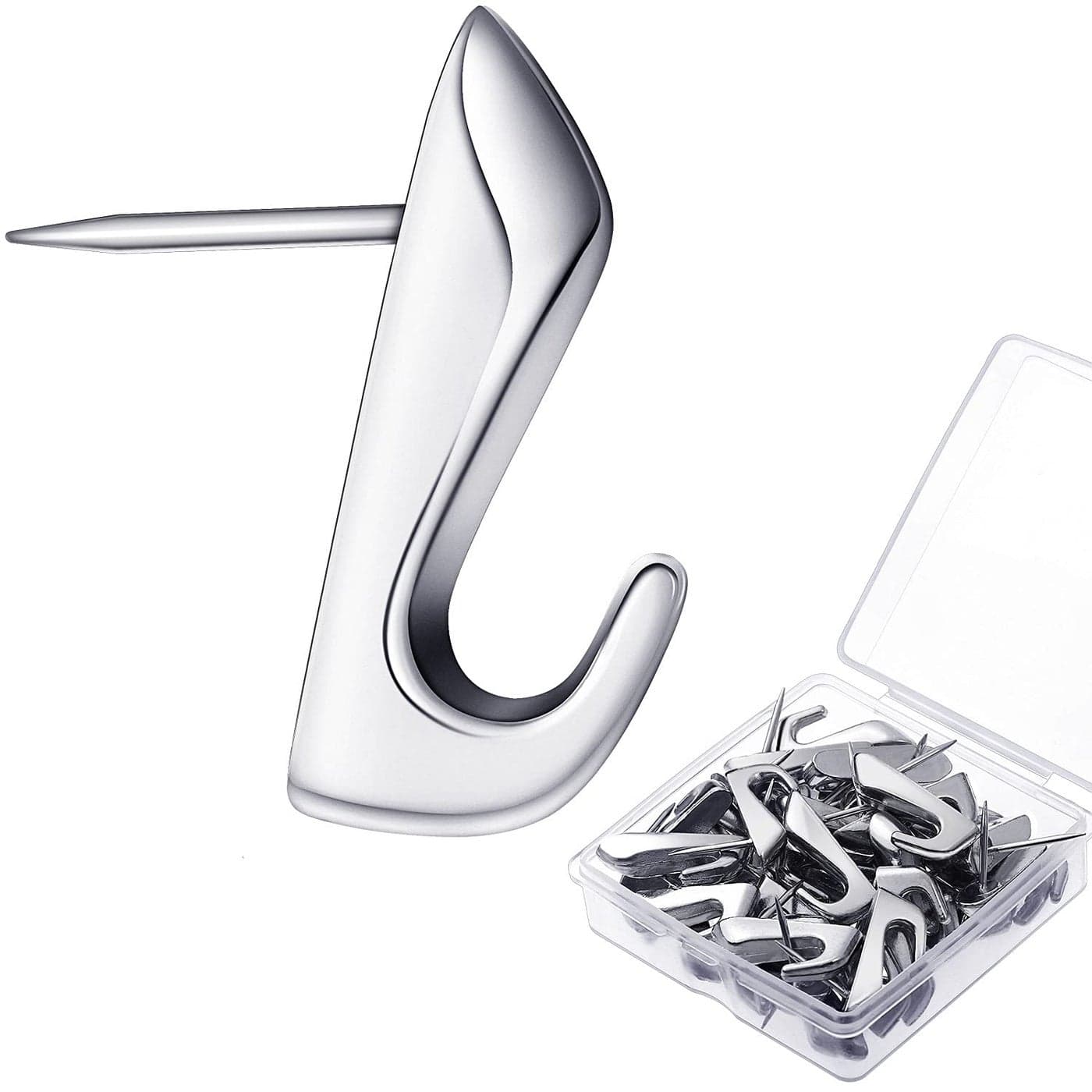 Hotop 15 Pieces 20 Lbs Pin Hooks Push pin Hangers Metal Hooks Picture Hanging Nails for Home Office Wooden or Fabric WallSilver