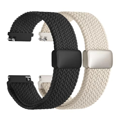 Fullmosa Magnetic Nylon Watch Bands 20mm Quick Release Watch Strap Compatible with Garmin Vivoactive 65 Venu Sq Forerunner 16555 Samsung Galaxy Watch 7654 4044mm for Men Women StarlightBlack
