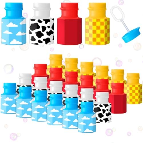 Rotatingpals 24 Pack Bulk Bubble Wands Cartoon Party Supplies Theme Birthday Party Supply Cartoon Theme Birthday Bag Stuffers Supplies Decorations for AdultsWandHexagon Bottles