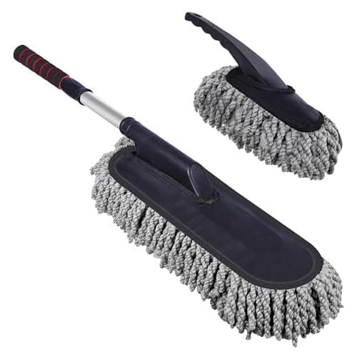 Autofy MAJIKO Combo Soft Microfiber Car Dusters - Extendable Wet & Dry Duster Multipurpose Dusting Brush (Assorted Colour) (Pack of 2)