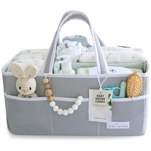 Lily Miles Baby Diaper Caddy Large Organizer Tote Bag for Newborn essentials Boy or Girl Baby Shower Basket Nursery Must Haves Registry Favorites Newborn Caddie Car Travel