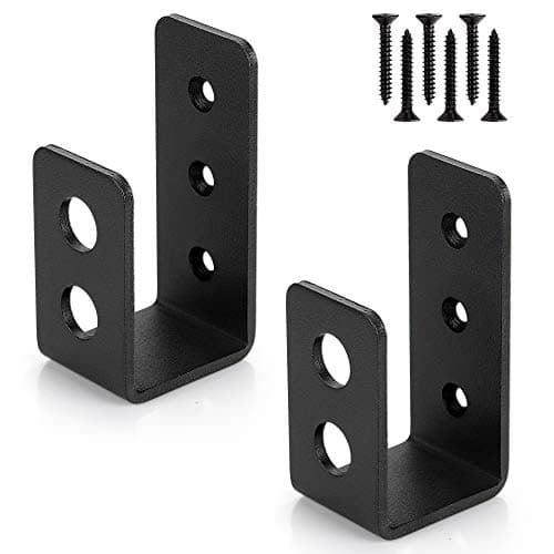 2x4 (1.5x3.5 inch) Door Barricade Brackets (2 pcs) | Drop Open Bar Holder Steel U Bracket for 2 by 4 Lumber as Security Door Reinforcement, Door Jammer, Tool Hanger for Home, Barn, Shed, Garage, Gate