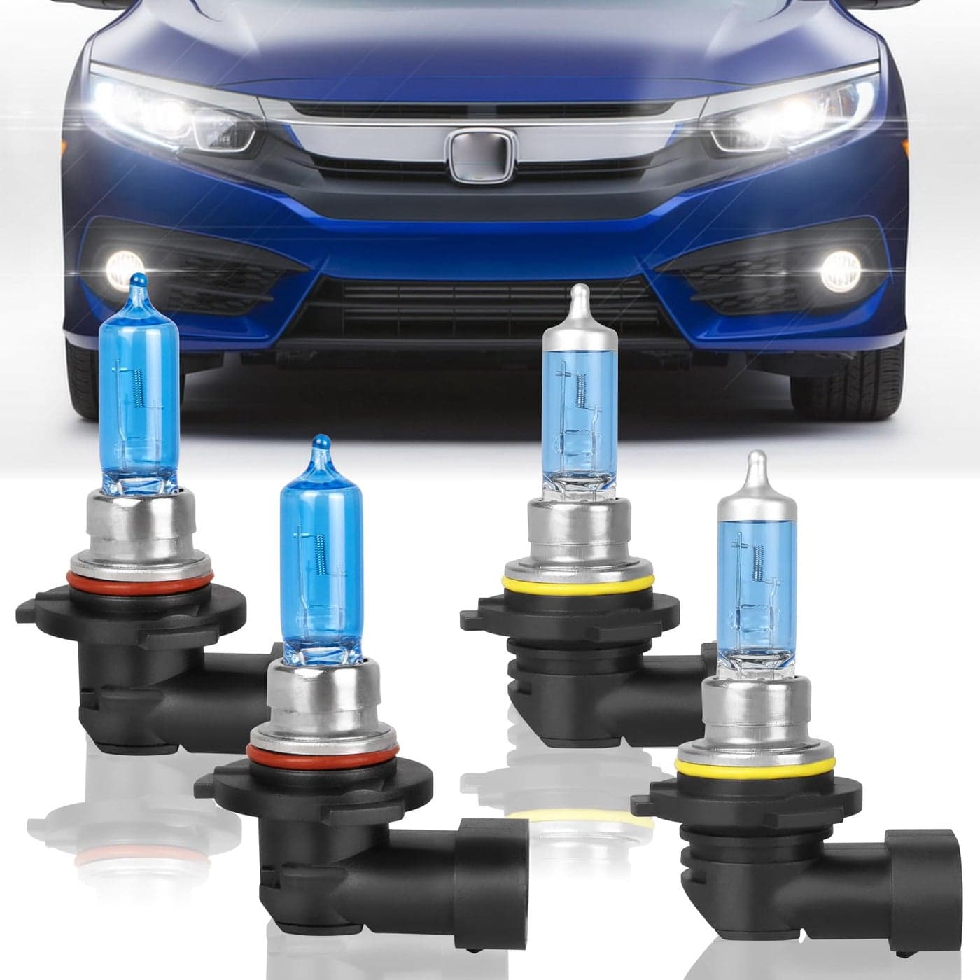 XRDHJI Fit for Honda Civic 20042013 20142015 Sedan High Performance Halogen Headlight Bulbs9005 High Beam 9006 Low Beam Headlamp Replacement Bulbs KitPack of 4