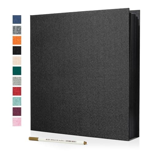 Spbapr Large Photo Album Self Adhesive Linen Cover Magnetic Scrapbook Album DIY Scrap Book 40 Black Sticky Pages for 3x5 4x6 5x7 8x10 Pictures with A Metal Pen