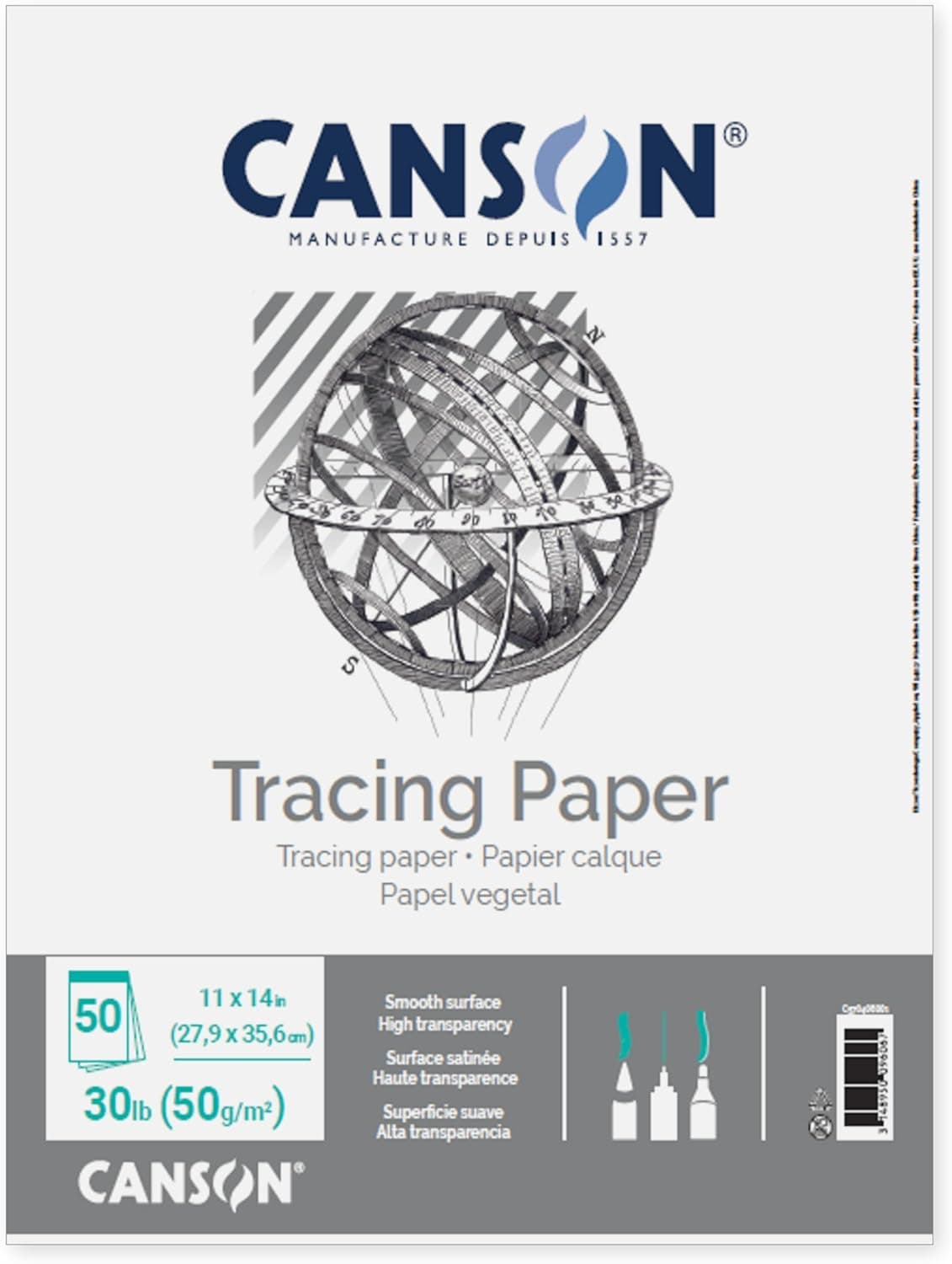 Canson Artist Series Tracing Pad Tape Binding 50 Sheet Art Supplies for Students Professionals 9x12 inch