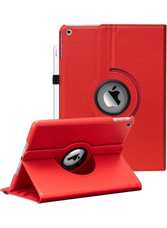 360-Degree Rotating iPad Case in Red - Auto Sleep/Wake, Versatile Stand, and Full Protection for iPad 9.7” (2017/2018) & Air 2