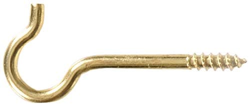 Hardware Essentials 852431 Brass .162 x 2-9/16" Round Ceiling Screw Hook, Brass Finish 20