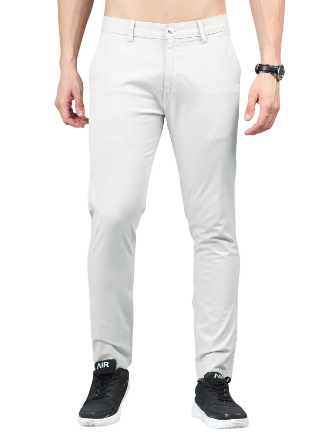 Jack and Jini Men Casual Stretchable Cotton Pants | Chinos | High Rise Trouserss (Regular Fit) (in, Numeric, 34, Regular, Space Grey)