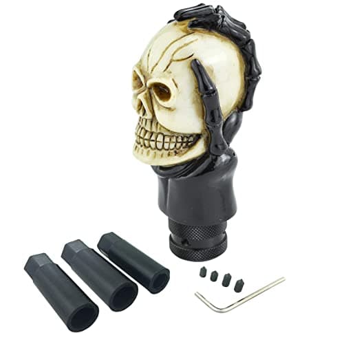 Arenbel Skull Shifter Knobs Car Racing Gear Lever Stick Skeleton Shift Handle Fit Most Manual Automatic Vehicles Trucks, Beige