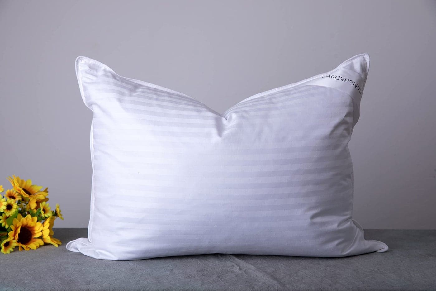 ArcticNorthDown Standard Goose Down Feather Hotel Collection Bed Pillows for Sleeping One Pillow for Back Stomach or Side Sleepers Stripe White Color