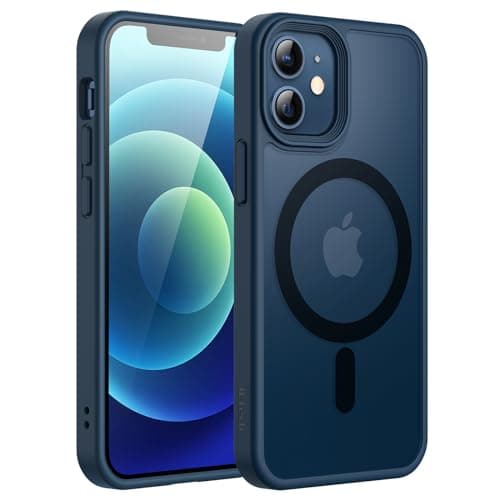JETech Magnetic Case for iPhone 12 Mini 54Inch Compatible with MagSafe Translucent Matte Back Slim Shockproof Phone Cover Blue