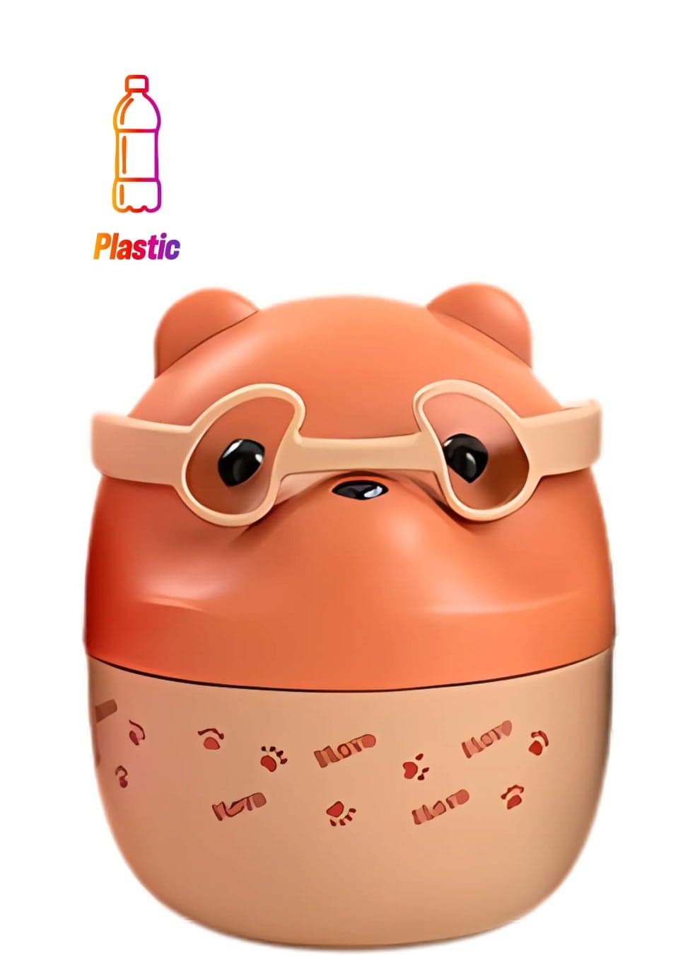 Twisoo Cute Bear Double Layer Lunch Box - 450ml, BPA-Free, Leakproof, Portable, Food Grade PP with Clip Lock and Spoon - 2 Compartments, Easy to Carry, Perfect for Kids and Adults (Brown)