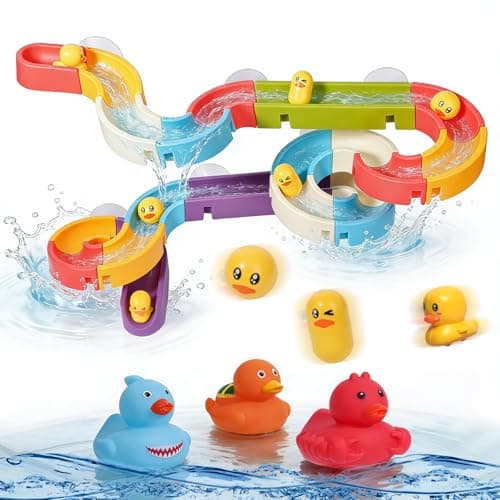 Bosizhang Bath Toys Toddlers37PCS Duck Slide Bath Toy Track with 3 Rotating Suction Cups ToysBath Toys for Kids Ages 48 DIY Bathtub Time Birthday Gifts for Toddler Kids 3 Years Old