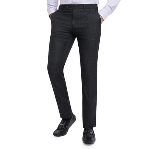 Raymond Men's Solid Pattern Slim Fit Polyester Blend Flat Front Formal Trouser (Size: 32)-RMTS05265-K8 Black