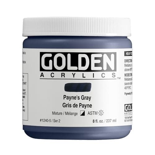 GOLDEN Heavy Body Acrylics Paynes Gray 8 fl oz Jar Professional Acrylic Paint SemiOpaque
