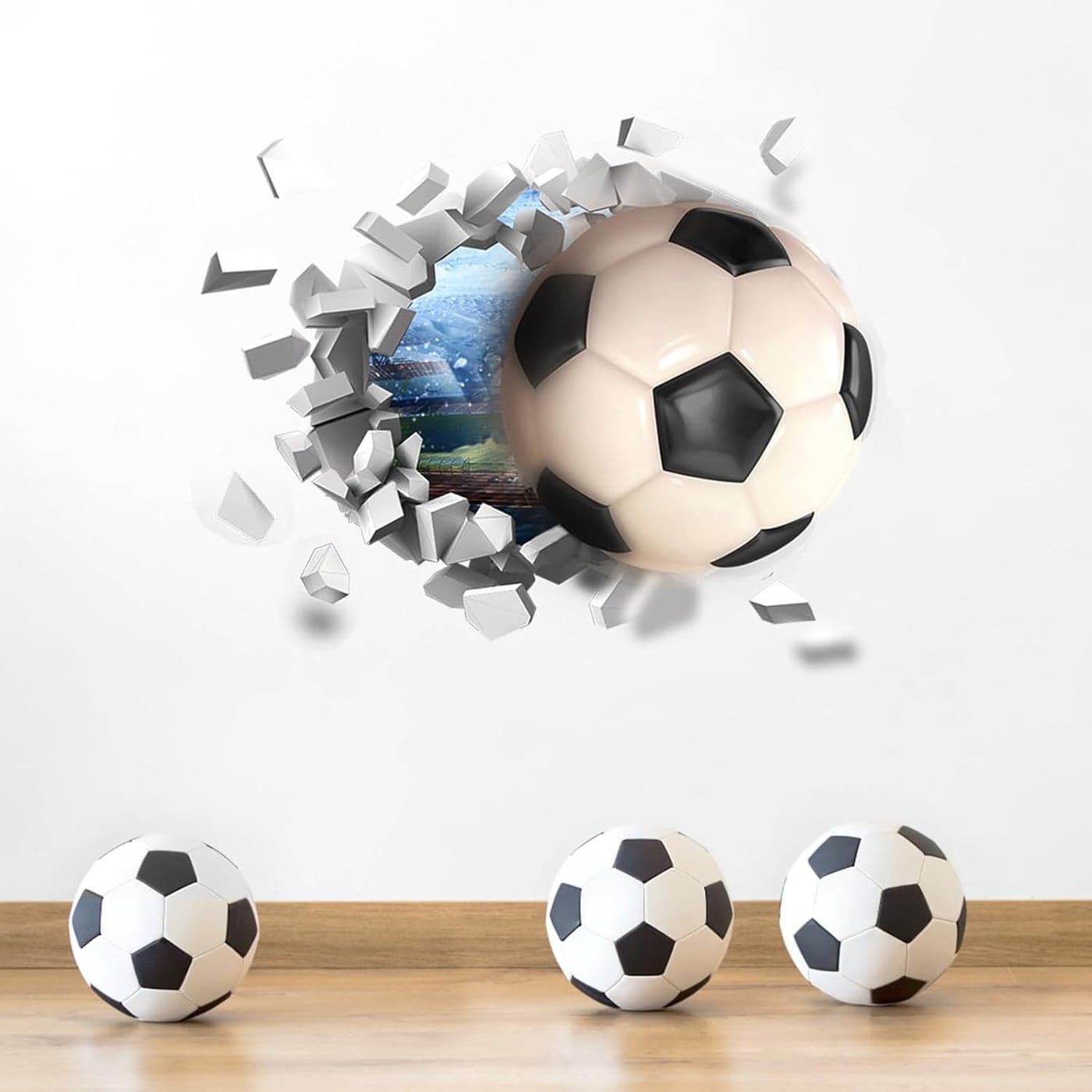 295x276 Inch 3D Football Wall Sticker Set 2 Sheets Soccer Decals for Boys Room PVC SelfAdhesive Soccer Wallpaper Sport Posters Wall Art Decor for Kids Bedroom Home Party Birthday Decoration