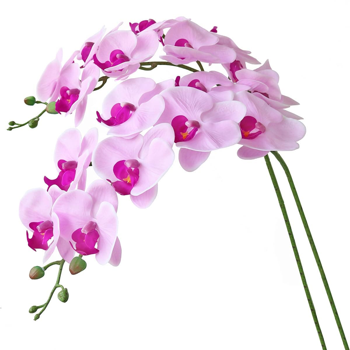 Htmeing 38 Inch Artificial Phalaenopsis Flowers Branches Real Touch Not Silk Orchids Flowers for Home Office Wedding DecorationPack of 2 Pink