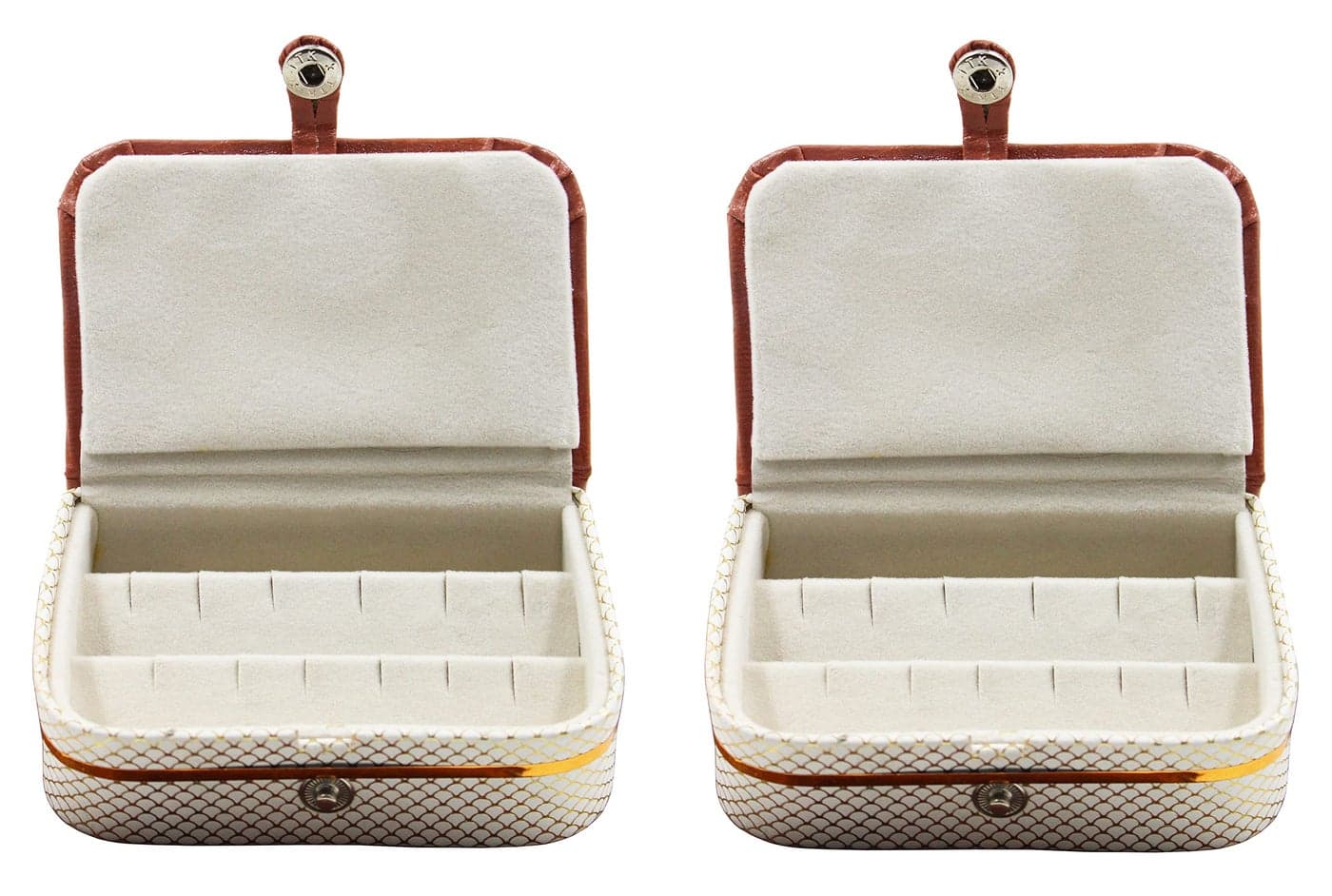 atorakushon PU Leather Cosmetic Jewellery accessories Vanity Storage Earrings Studs Box Organizer Necklace Wardrobe Organizer for Women Pack of 2 (Cream)